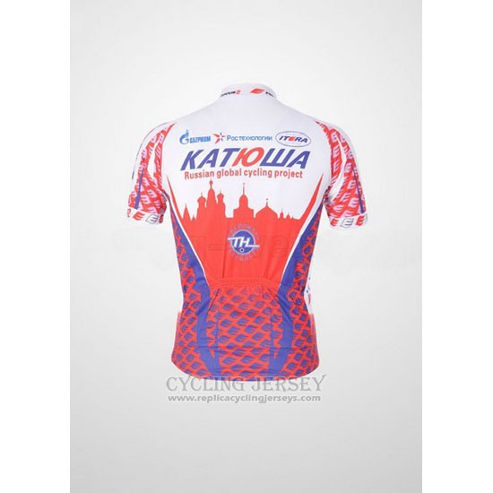 2011 Cycling Jersey Katusha White and Red Short Sleeve and Bib Short